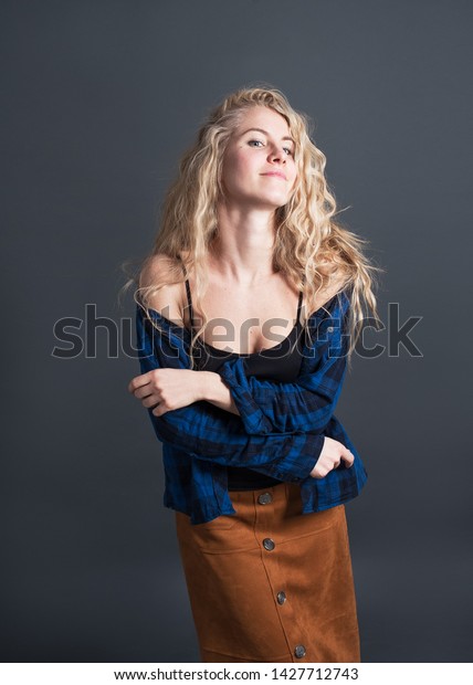 Young Woman Long Blond Wavy Hair Stock Photo Edit Now 1427712743