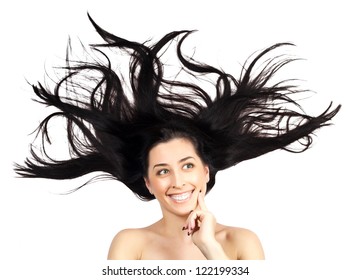 Young Woman With Long Splayed Hair