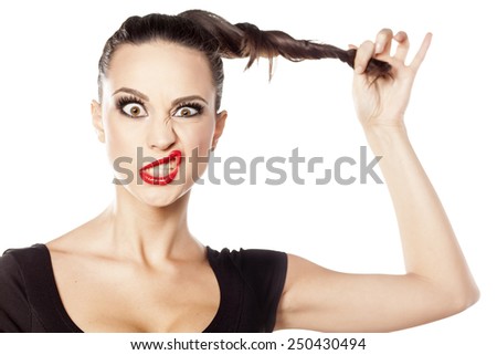 young woman making funny face