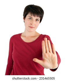 Young Woman Making Stop Gesture
