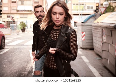 Young Woman And Young Man Street Story Punks