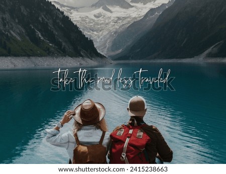 Young woman and man traveler , mountain natural landscape. freedon concept. “SHOTLISTtravel
