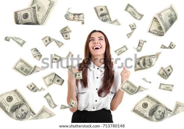 Young Woman Money On White Background Stock Photo 753780148 | Shutterstock