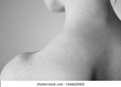 Young Woman Naked Shoulder. Beautiful Body Close Up.