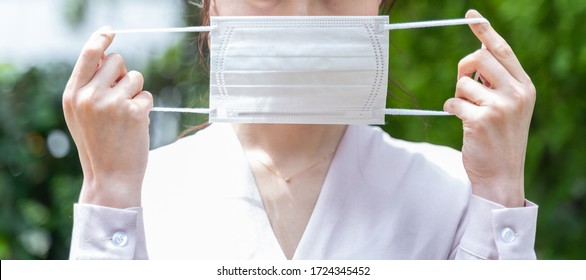 Young Woman No Face Wearing Mask 