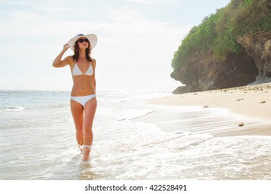 Young  Woman On Beach - Stock Image