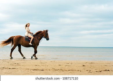 young woman on a horse