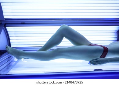 Young Woman On Sunbed In Beauty Salon