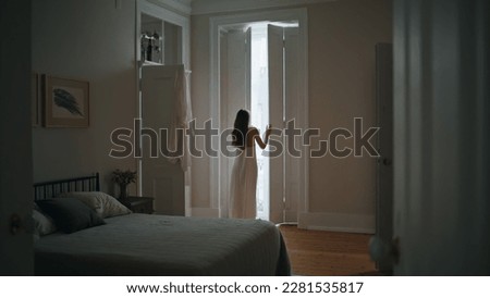 Similar – Image, Stock Photo . . .window to the courtyard. A view through the old window to the courtyard.