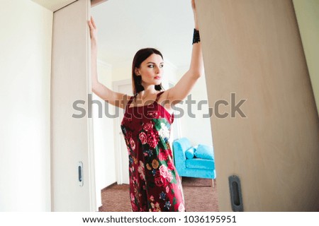 Similar – happy kid girl playing at home in weekend morning