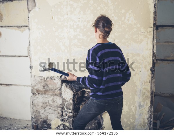 Young Woman Opening Old Fireplace Victorian Stock Photo Edit Now