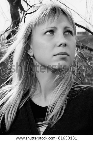 Similar – Image, Stock Photo a girl stands in the forest