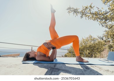 Young Woman Performing Yoga Asana on a Rooftop - Powered by Shutterstock