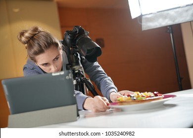 Young Woman In Photography Training Class