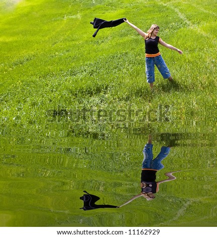 Similar – Image, Stock Photo Woman gets out of the pool