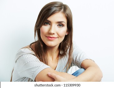 Young Woman Portrait Isolated On White.