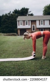 Young Woman Practice Yoga Meditation Exercise At Backyard