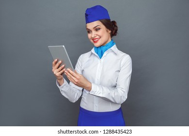 Young Woman Professional Stewardess Standing Isolated Stock Photo ...