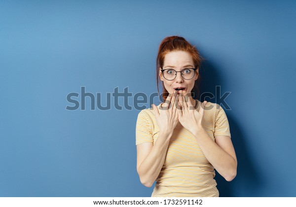 Young Woman Reacting Awe Astonishment Over Stock Photo 1732591142 ...