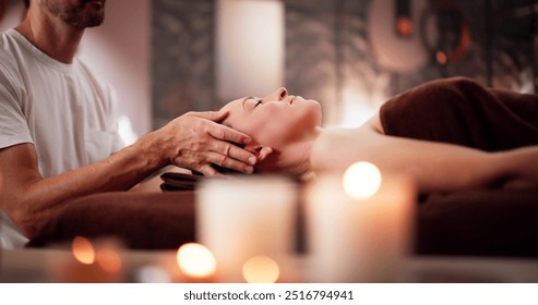 Young Woman Receiving Head Massage In Spa - Powered by Shutterstock