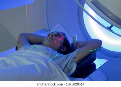 Young Woman Receiving Radiation Therapy Treatments for Cancer