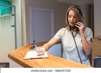 Young Woman At The Reception Of Fitness Club Or Health Centre