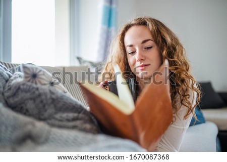 Similar – Image, Stock Photo Curly | redhead young woman