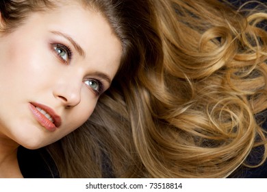 Young Woman Long Wavy Hair Images Stock Photos Vectors