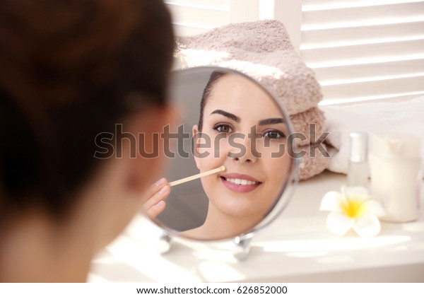 Young Woman Removing Facial Hair Wax Stock Photo Edit Now 626852000