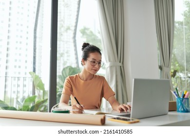 Young Woman Running Online Cosmetic Store Packing Goods For Dispatch