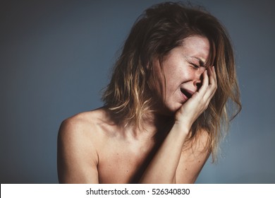 Young Woman Sad And Crying