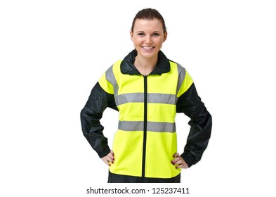 Young Woman With A Safety Jacket