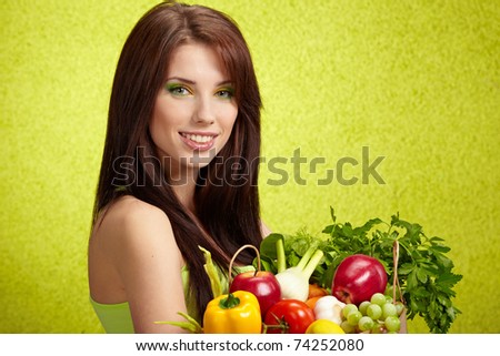 young woman shopping for vegetables