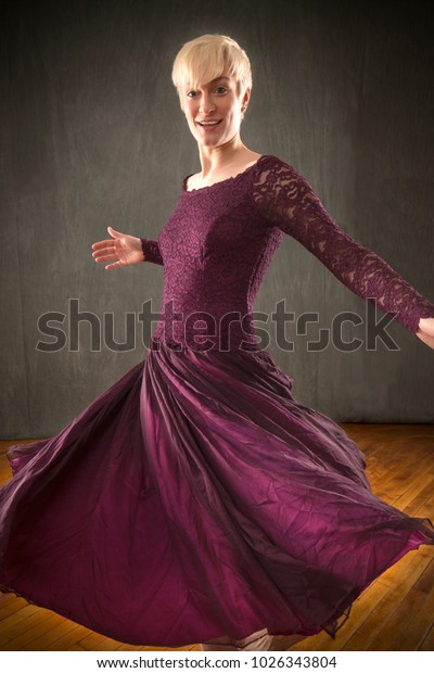 Young Woman Short Blonde Hair Dancing Stock Photo Edit Now
