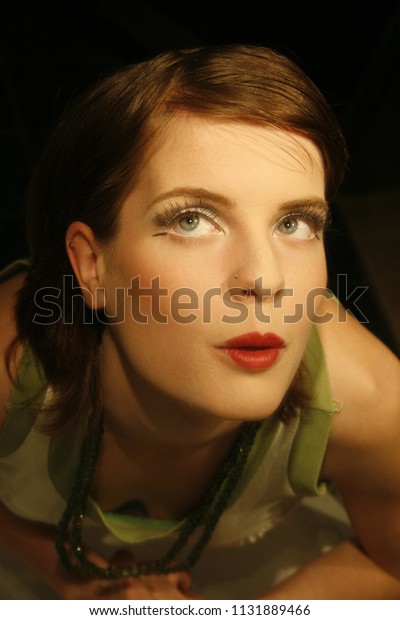 Young Woman Short Brown Hair Looking Stock Photo Edit Now 1131889466