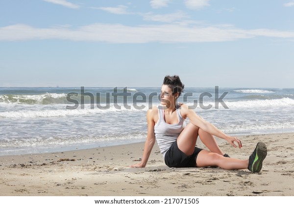 Young Woman Short Hair Relaxing After Stock Photo Edit Now 217071505