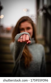 Young Woman Showing Her Ring Into The Camera || Nuremberg, Germany||2020