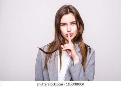 Young Woman Shows Hush Sign Has Stock Photo 1108088804 | Shutterstock