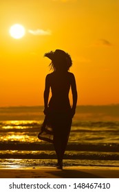 Young Woman Silhouette On Beach Summer Stock Photo 148467410 | Shutterstock