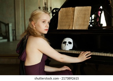 Young Woman Singer And Musician Piano Player Indoor