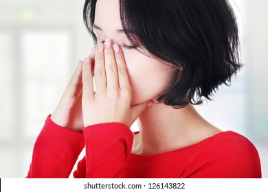 Young Woman With Sinus Pressure Pain