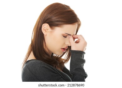 Young Woman With Sinus Pressure Pain