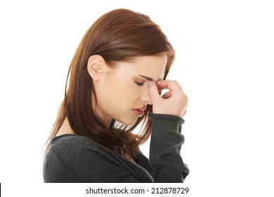 Young Woman With Sinus Pressure Pain