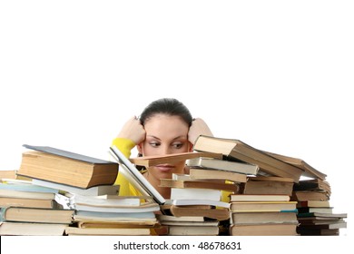 Young Woman Sitting Behind Books Stock Photo 48678631 | Shutterstock