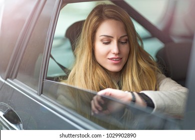 Young Woman Sitting Taxi Stock Photo 1029902890 | Shutterstock