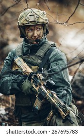 Young Woman Soldier Member Of Ranger Squad