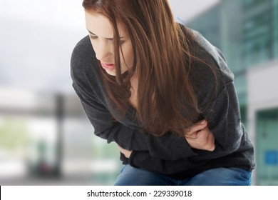 Young Woman With Stomach Issues