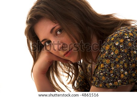 Young woman in summer clothes isolated in the white background