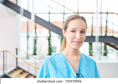 Young Woman As Surgical Nurse In Apprenticeship For Intensive Care 