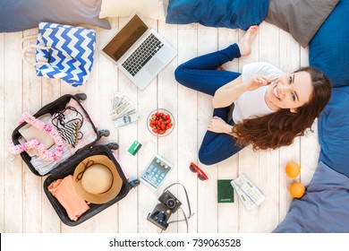 Young Woman Top View Summer Rest Concept